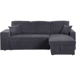 Divano letto angolare in velluto a coste reversibile 'Axel' - 3 posti - Grigio