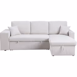 Divano letto angolare beige "Axel" - Velluto a coste - Divano: 233 x 146 x 86 cm - Letto: 192 x 136 x 44 cm - Capienza (penis ...