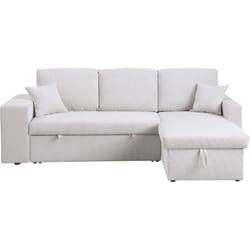 Divano letto angolare in velluto a coste reversibile 'Axel' - 3 posti - Beige