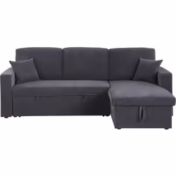 Divano letto angolare reversibile con contenitore "Alain" - Velluto a coste - Divano: 221 x 145 x 85 cm - Letto: 192 x 137 x ...
