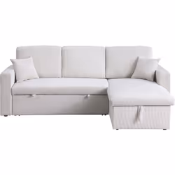 Divano letto angolare reversibile con contenitore "Alain" - Velluto a coste - Divano: 221 x 145 x 85 cm - Letto: 192 x 137 x ...