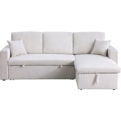 Habitat Et Jardin - Divano letto angolare in velluto a coste 'Alain' - 3 posti - Beige
