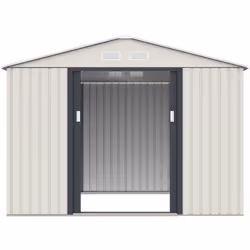 Habitat Et Jardin Nebraska, Capannone metallico, Doppia, Tetto a due spioventi, Grigio, Acciaio, Beige