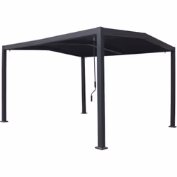 Pergola bioclimatica con tetto a V "Victoria" in alluminio e metallo - 3,5 x 4 m - Dimensioni: 338 x 392 x 242 cm - Colore gr ...