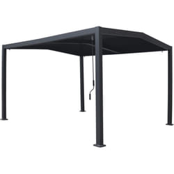 Pergola bioclimatica tetto a 2 lati "Victoria" in alluminio e metallo - 3,5 x 4 m - Grigio
