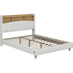Letto matrimoniale a led con testiera contenitore 'Sarah' - 140 x 190 cm - Bianco