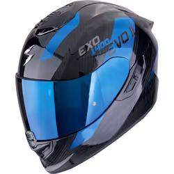 Scorpion EXO-1400 Evo II Carbon Air Platted Casco, nero-blu, dimensione XS per uomo