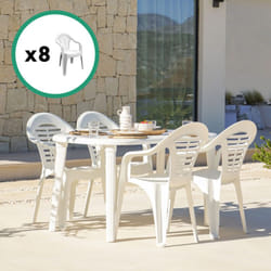 Tavolo allungabile 170x90x73cm bianco + 8 sedie atlantica