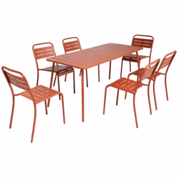 Sala da pranzo da giardino 6 posti terracotta Porta un tocco di colore e convivialità alla tua terrazza o giardino con questo ...