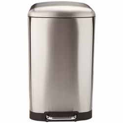 Pattumiera a pedale rettangolare con secchio. Capacità 40L. Modello GREENWICH in acciaio inox. Finitura Inox spazzolato. Dime ...