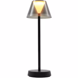 LAMPADA DA TAVOLO A LED: Beverly Black è una lampada da tavolo a LED senza fili con una base a LED bianco caldo a intensità v ...