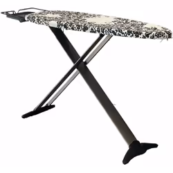 Prodotto in Europa. Grande asse da stiro ovale. Dimensione della grande tavola ergonomica: 130x47 cm. Peso 7.7Kg. Altezza reg ...
