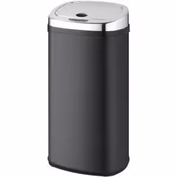 Portarifiuti da cucina automatico rettangolare con reggetta. Capacità 42L. Modello LARGO in acciaio inox. Colore nero. Dimens ...