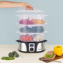 H.Koenig VAP12 pentola a vapore 3 cestello/i Superficie piana 1000 W Nero, Acciaio inox - Vista aggiuntiva 5