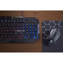 The G-Lab Combo Helium tastiera Mouse incluso Gaming USB AZERTY Francese Nero