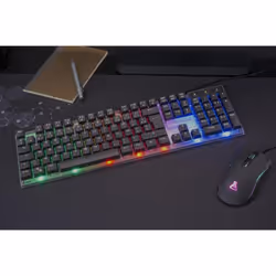 The G-Lab Combo Yttrium tastiera Mouse incluso Gaming USB AZERTY Francese Nero, Trasparente