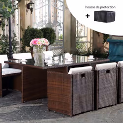 Specifiche tecniche Mobili da giardino Struttura: resina intrecciata marrone Armatura: Metallo rivestito in resina epossidica ...