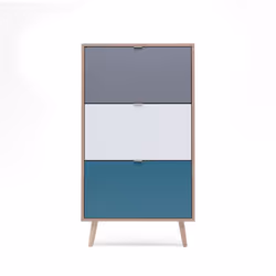 Ottimizza il tuo spazio con il nostro mobile porta scarpe in stile scandinavo Perast. I suoi 3 sportelli offrono un pratico s ...