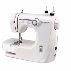 Techwood TMAC-1091, Bianco, Macchina da cucire semiautomatica, Cucito, Leva, Manopola, Elettrico, 9 W