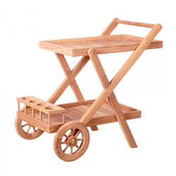 Carrello in teak con ruote kereta