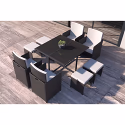 Concept Usine Florida set mobili da esterno Nero, Bianco