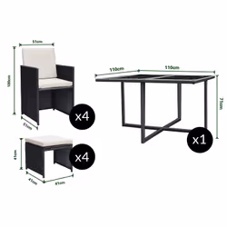 Concept Usine Florida set mobili da esterno Nero, Bianco - Vista aggiuntiva 5