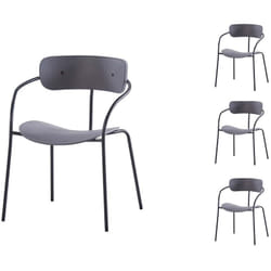 Set di 4 sedie con braccioli grigio scuro alexia