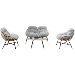 Concept-usine - Set di mobili da giardino 4 posti + poltrone grigio scuro evora