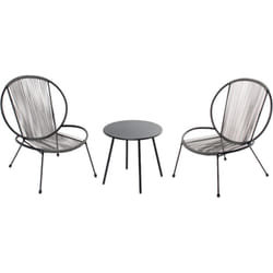 Set di 2 poltrone + 1 tavolino grigio scuro rete