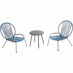 Caratteristiche tecniche : Colore Principale : Blu Colore Secondario : Nero Struttura del tavolo e delle sedie : Acciaio Fini ...