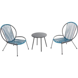 Set di 2 poltrone + 1 tavolino blu rete