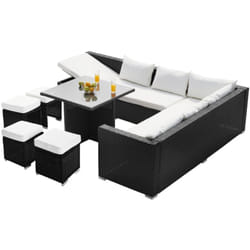Concept-usine - Set da giardino in rattan intrecciato nero da 10 posti samoa