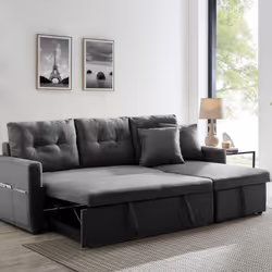 Divano angolare 3 posti grigio Ottimizza il tuo spazio abitativo con questo divano angolare in tessuto beige, che offre quatt ...
