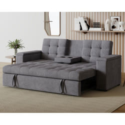 Divano letto in velluto a coste grigio noho