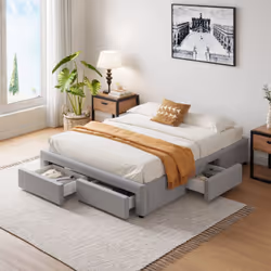 Letto contemporaneo con cassetti - 140x190 - grigio Questo letto 140x190 con cassetti unisce eleganza e funzionalità.Con il s ...