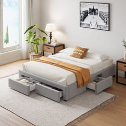 Letto contemporaneo con cassetti - 140x190 - grigio sacramento