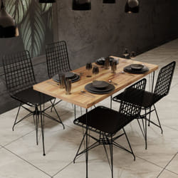 Concept-usine - Set pranzo tavolo e sedie industriale legno e nero square