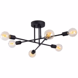 Caratteristiche tecniche Colore principale : Nero Materiale : Ferro Numero di lampadine : 6 Potenza : 40W massimo Tipo di uti ...