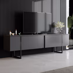 LUXOR - Mobile TV antracite e nero 2 porte 180cm. Questo mobile TV nero opaco incarna il massimo del design contemporaneo, un ...