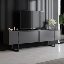 Concept-usine - Mobile tv antracite e nero con 2 porte 180cm luxor
