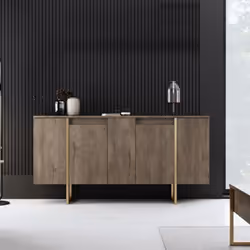 Caratteristiche tecniche Colore principale : Legno Colore secondario : Dorato Piedi : 2, dorati Materiale della struttura : P ...
