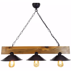 Suspensione rustica 3 lampade in legno e nero. La sospensione rustica ENOLA a 3 lampade apporta un tocco caldo e autentico al ...