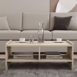 Tavolino in legno effetto pietra - 2 nicchie Il tavolino in truciolato con rivestimento in melamina è caratterizzato da un el ...