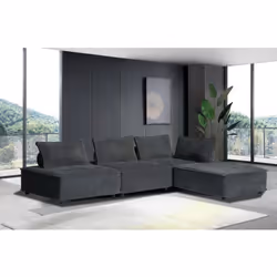 Divano angolare a 4 posti grigio scuro Aggiungi un tocco di eleganza e concediti un comfort ottimale con questo divano angola ...