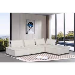 Divano angolare a 4 posti in colore bianco Concedetevi un comfort ottimale e un tocco di eleganza con questo divano angolare  ...