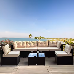 Transform your outdoor space with this modular 5-seater garden lounge, combining modern design and practicality. In black wov ...