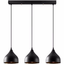 Sospensione in metallo nero 3 lampade. Elegante e contemporanea, questa sospensione a filo in metallo nero testurizzato con 3 ...