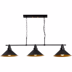 Sospensione industriale nera - 3 lampade. Aggiungi un tocco industriale al tuo interno con questa sospensione a 3 lampade, pe ...