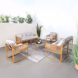 Mobili da giardino 8 posti effetto rattan Cuscini grigio chiaro Con le sue linee eleganti, il design generoso e i materiali d ...