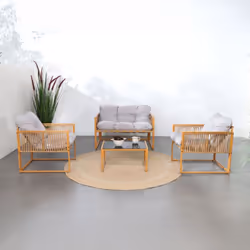 Mobili da giardino effetto rattan a 4 posti con cuscini grigio chiaro Questo mobile da giardino rilassante a 4 posti combina ...